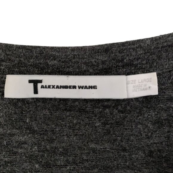 Alexander Wang Gray Long Sleeve Crew Neck Top T-Shirt Size L Stretch - Picture 3 of 5